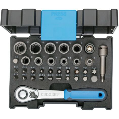 666-U-20 Caja de llave de vaso con bits y carraca 1/4" 35 -te piezas