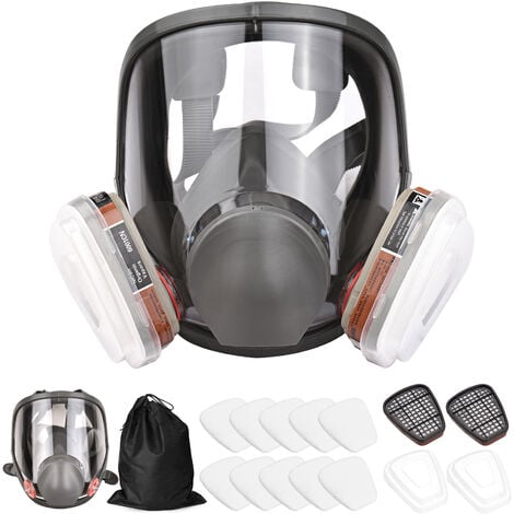 6800 16 en 1 masque complet Masque à gaz Masque complet 1 corps de masque + 2 x cartouches 3 + 2 x bouchons de filtre + 10 tampons de filtre + 1 sac de rangement Masque de protection