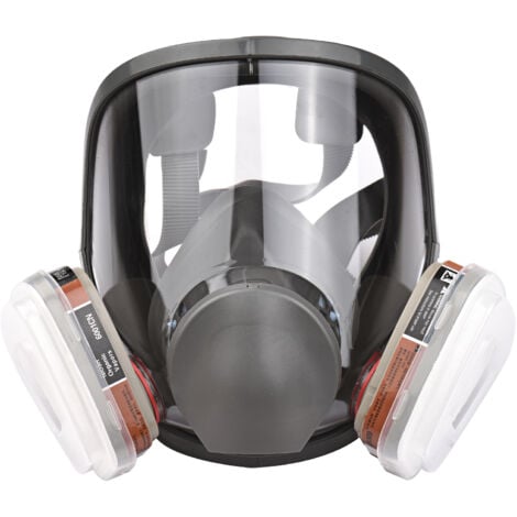 KKMOON 6800 16 in 1 Vollgesichtsmaske, Gasmaske, Vollgesichtsmaske, 1 Maskenkörper + 2 x 3 Kartuschen + 2 x Filterkappen + 10 Filterpads + 1 Aufbewahrungstasche Schutzmaske