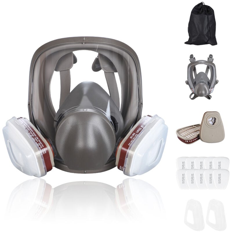 6800 Masque respiratoire complet réutilisable pour la peinture, le polissage et le soudage, masque anti poussiere, 2 types de connecteurs, masque