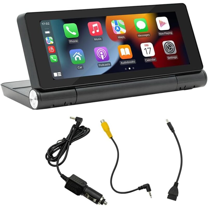 6,86 Pouces Voiture Portable RéGlable 180 DegréS éCran Rabattable Voiture sans CarPlay Android Auto éCran de Navigation Tactile