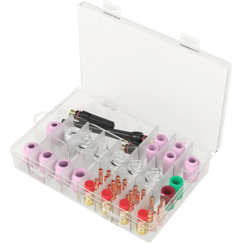 Kit d'accessoires de soudage tig 68 pièces, ensemble de lentilles à gaz Pyrex pour WP-17/18/26