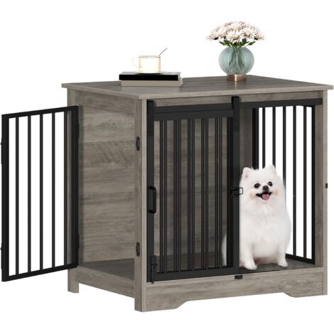 69 cm Cage pour Chiens,Table d'Appoint,Cage pour Chiots, 2 Portes