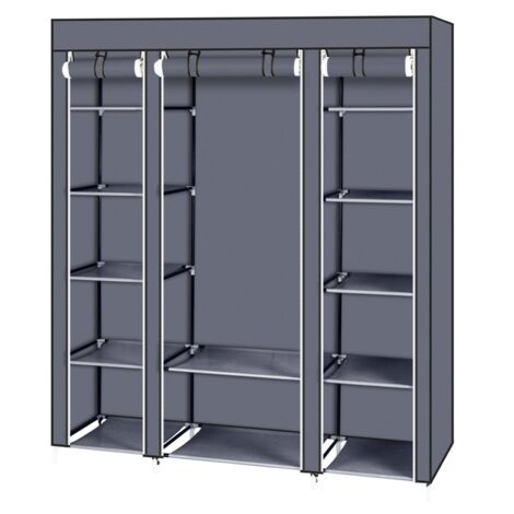 69 Zoll tragbarer Kleiderschrank, Aufbewahrungs-Organizer mit Vliesstoff, schnell und einfach aufzubauen, extra stark und langlebig, Grau