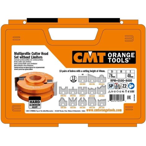 CMT : Porte outils 40 mm alesage 50 mm + 13 jeux de fers 692,013,04