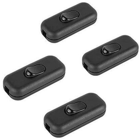 6A Double Pole Switch, Inline Cord Switch for Small Appliance or Lamp, Black - Pack of 4
