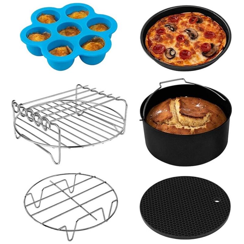 Tuserxln - 6Accessoires de Friteuse à Air pour Friteuse à Double Air, Support de DéShydrateur Multicouche avec 4Bâtons de Barbecue, Moule
