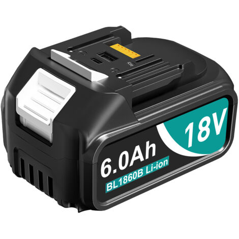 6Ah Ersatzakku Kompatibel mit Makita 18V Akku BL1850 BL1860B BL1855 BL1840 BL1830 mit LED Indikator（1 Stück）