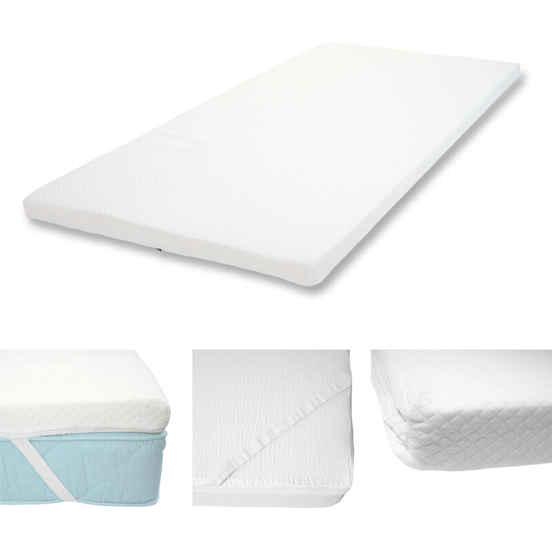 6cm Surmatelas en mousse à froid HWC-E63, Couvre-matelas, housse de matelas - 90x200cm