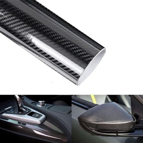 6D black carbon fiber vinyl film 300 x 30 cm, super glossy, with decompression technology, without bubbles, DIY adhesive for cars, motorcycles, interior and exterior.