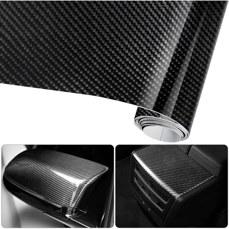 6D Film Autocollant Étanche de Voiture Adhésif Vinyle en Fibre de Carbone 30300CM Imperméable Antiadhésive pour Voiture,Ordinateur,Coque de