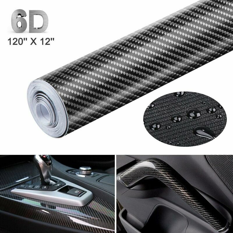 6D Film Autocollant Étanche de Voiture Adhésif Vinyle en Fibre de Carbone, Imperméable Antiadhésive pour Apparence et à l'Intérieur des Motos, des