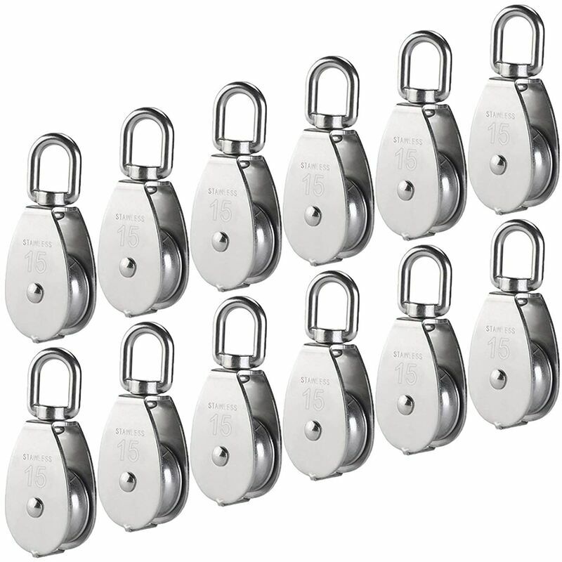 6xDeux M15 poulie en acier inoxydable poulie domestique anneau de suspension poulie fixedurable