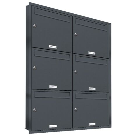 6er Briefkasten Anlage Unterputz Montage RAL 7016 Anthrazit