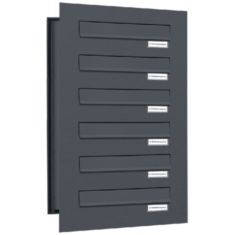 6er Briefkastenanlage für Mauerdurchwurf RAL 7016 Anthrazit