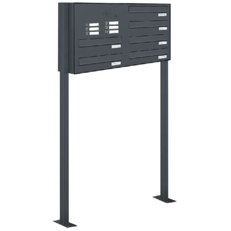 6er Briefkastenanlage Standsystem Durchwurf - Klingel RAL 7016 Anthrazit