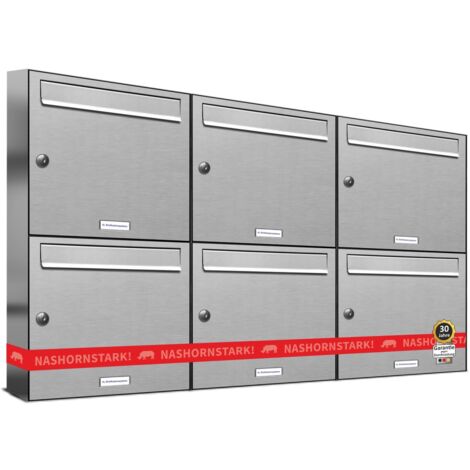 6er Edelstahl Briefkasten Anlage 6 Fach Wandbriefkasten Postkasten