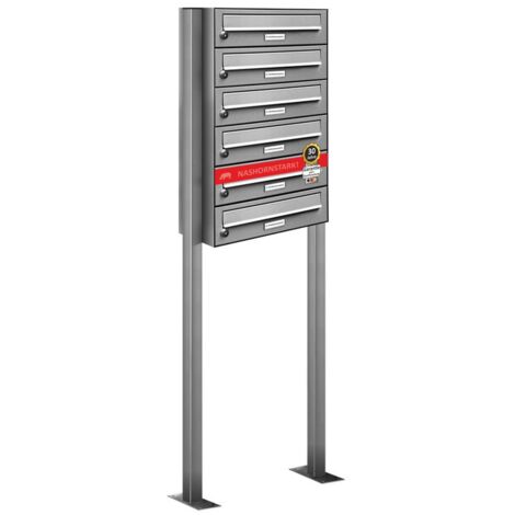 6er Edelstahl Stand Briefkasten Anlage Freistehend