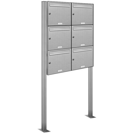6er Edelstahl Standbriefkasten Anlage Freistehend