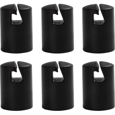 6er-Pack 3,2 cm G-förmige Trampolinstangenkappen für das obere Ringsystem, flaches Stahlblech (Schwarz, Größe: 6 Stück)