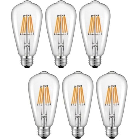 LABLANC 6er-Pack AC/DC 12–24 V LED ST58 E27 Edison-Schraubglühbirne, 60 W Äquivalent E27 LED Retro Antik Glühfadenbirnen, 2700 K Warmweiß für Wohnmobil, Camper, Marine, Yacht, LKW (Warmweiß-2700 K, 12 V)