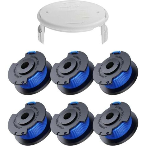 6er-Pack Ersatz-Trimmerfadenspulen für Ryobi One + AC14RL3A 18 V 24 V 40 V Trimmer, Spulen-Ø 1,6 mm, Länge 20,11 m (6 Trimmerfadenspulen, 1 Abdeckung)