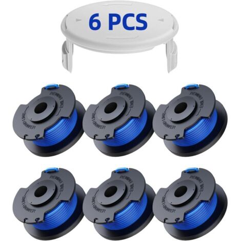 6er-Pack Ersatz-Trimmerfadenspulen für Ryobi One+ AC14RL3A 18V 24V 40V Trimmer, Spulendurchmesser 1,6 mm, Länge 20,11 m (6 Trimmerfadenspulen, 1 Abdeckung)