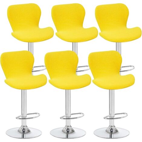 6er-Pack gelbe Bezüge für gebogene Drehhocker, 40 x 30 x 30 cm, Barstuhlbezüge mit niedriger Rückenlehne, geeignet für Theke/Küche