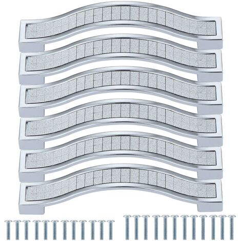 6er-Pack glänzende Kristall-Schrankgriffe, Schubladengriffe mit Strasssteinen, Möbeltürgriffe, Lochabstand: 96 mm