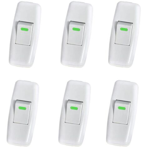 6er-Pack Lampenschalter, Torpedoschalter, Kabelschalter, Nachttischlampenschalter, Wippschalter