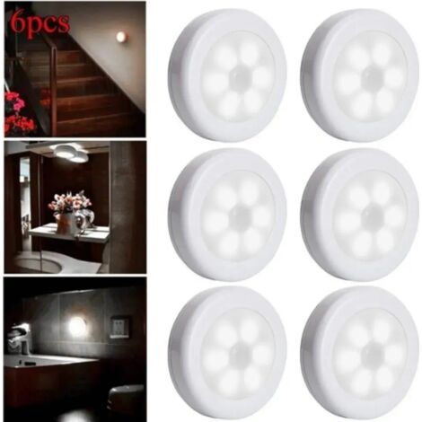 6er-Pack LED-Nachtlicht mit Bewegungssensor, automatischer Ein-/Ausschaltfunktion für Flur/Küche/Schlafzimmer/Treppe/Kleiderschrank (Weiß, Weißlicht)