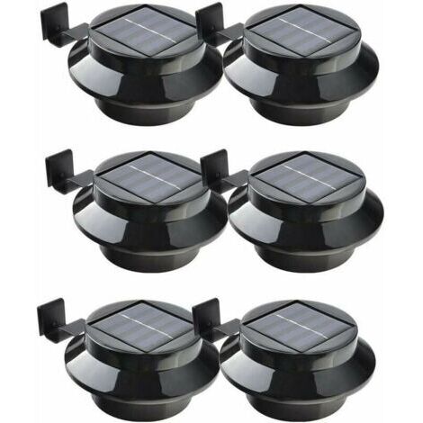 6er-Pack LED-Solarleuchten für Dachrinnen, Zäune, Dächer, Gärten, Terrassen und Wände, schwarz