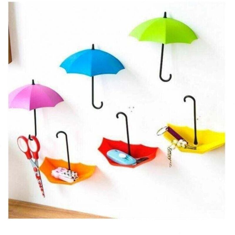 Image of Confezione da 6 portaombrelli e portachiavi vuoti con montaggio a parete e graziosi ganci adesivi