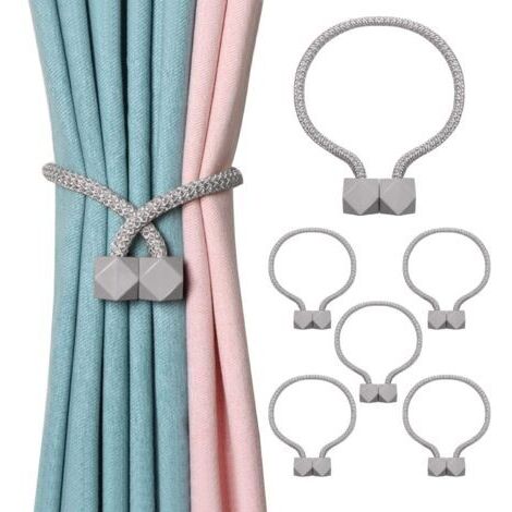 6er-Pack magnetische Raffhalter (Grau), Magnetische Vorhanghalter für Büro- und Heimdekoration