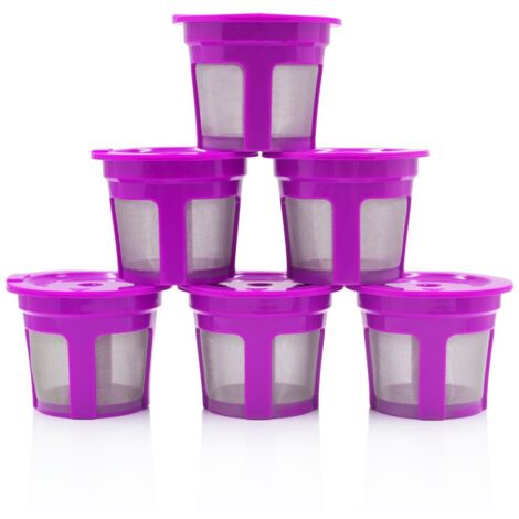 6er-Pack nachfüllbare wiederverwendbare K-Cup-Kaffeefilterkapseln, kompatibel mit Keurig 2.0-Kaffeemaschinen der Serien K200, K300, K400, K500, K600 (lila)
