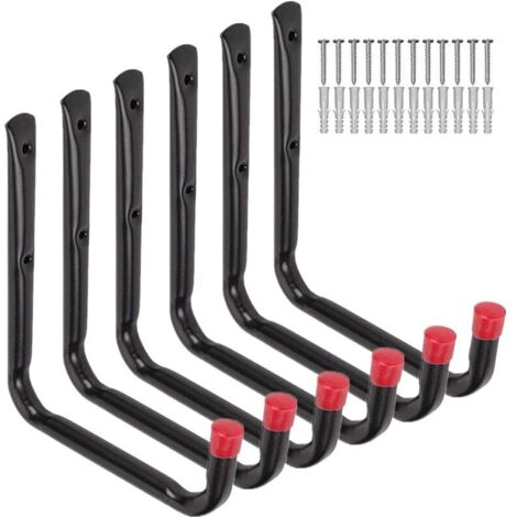 6er-Pack robuste Garagen-Aufbewahrungshaken, 6,7 Zoll Wandaufhänger für Gartenschlauch, Klappstuhl und Fahrrad