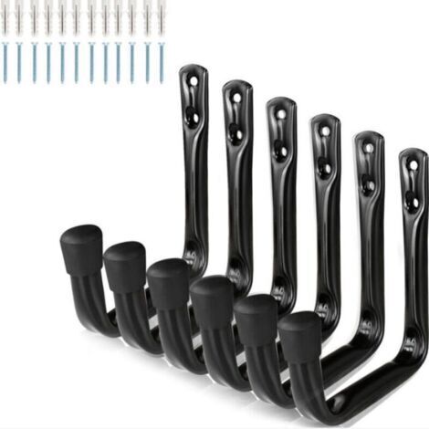 6er-Pack robuste J-Haken für Garagenlagerung, Wandhalterungen aus Stahl