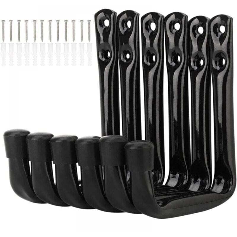 Image of 6er-Pack robuste J-Haken für die Garagenlagerung, Wandhalterungen aus Stahl (12 cm x 9 cm)