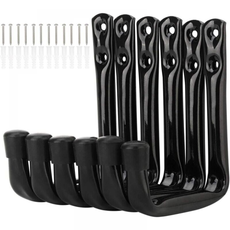 Image of 6er-Pack robuste J-Haken zur Garagenaufbewahrung, Wandhalterungen aus Stahl (12 cm x 9 cm)