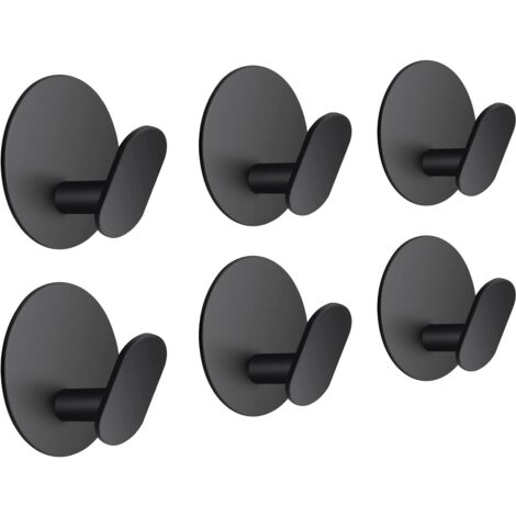 6er-Pack selbstklebende Haken aus Edelstahl, selbstklebende Handtuchhaken, Türhaken, wasserdicht, rostbeständig, Wandmontage, Handtuchhalter für Hüte, Mäntel, Küche, Schlafzimmer, Mattschwarz