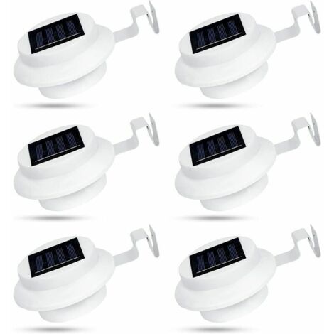 6er-Pack Solar-Dachrinnenleuchten für den Außenbereich, 3 LED-Solar-Dachrinnenleuchten, IP44 wasserdicht, für Zaun, Auffahrt, Weg, Weiß, von DEBUNS