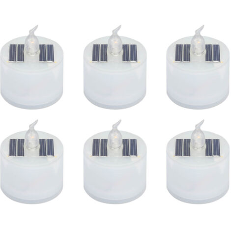 6er-Pack wiederaufladbare, wasserdichte LED-Solarkerzen mit Lichtsensor, für Garten, Terrassendekoration und Laternen (Kunststoff, Gelb, 145 g)