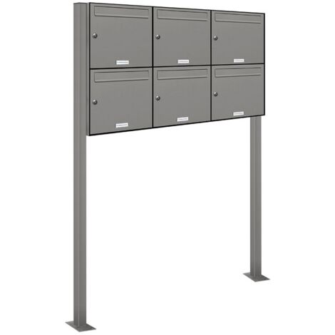 6er Premium Standbriefkasten RAL 9007 freistehend Postkasten Ständer 3x2