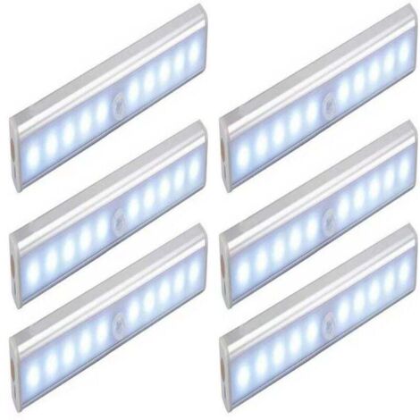 6er Set 10 LED-Leuchten, kabellos, per USB wiederaufladbar, magnetisch, Bewegungsmelder, 2 Leuchtmodi, tragbar. Schranklicht, Notlampe, Kindernachtlicht, extra