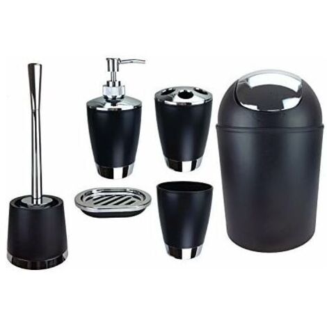 Badezimmer-Set 4-teilig Matt Schwarz – Handtuchstange, Ring, Halter & Haken | Wandmontage, Zinklegierung