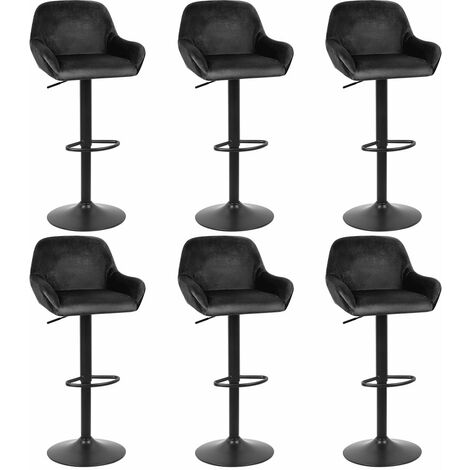 6er Set Barhocker Braga Stoff-schwarz-