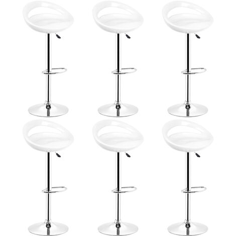 6er-Set Barhocker,aus ABS-Kunststoff,360°frei drehbar höhenverstellbar,mit Fußstütze,für Küche,Weiß
