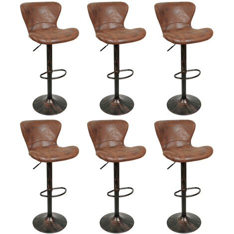 6er Set Barstuhl,Stylisch Tresenhocker,Küchenstühle mit Rückenlehne Fußstütze, ,Barhocker,Dining Chairs,Höhenverstellbar,Drehbar,für Bar Küche und Zuhause,Klassisch 6er