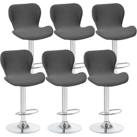 6er-Set Bezüge für gebogene, drehbare Barhocker, Dunkelgrau, 40 x 30 x 30 cm, für Barstühle mit niedriger Rückenlehne, Ideal für Theken und Küchen