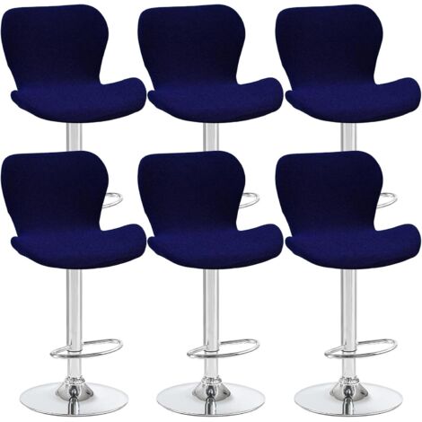 6er-Set Bezüge für gebogene, drehbare Barhocker, Marineblau, 40 x 30 x 30 cm, für Barstühle mit niedriger Rückenlehne, ideal für Theken, Bars und Küchen